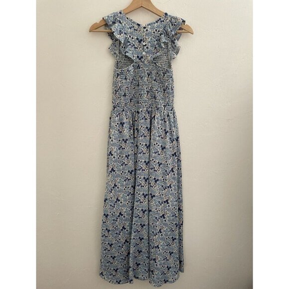 Code x Mode Ditzy Floral Smocked Midi Dress XS blue Cottage Prairie - Picture 2 of 14